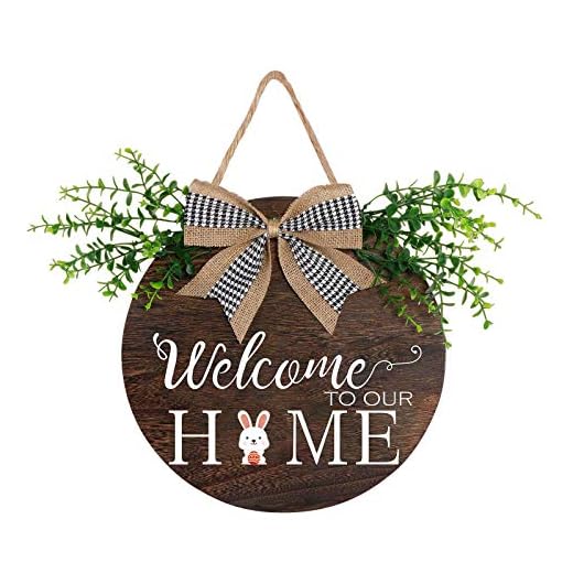 Hunpta @ 30 cm påskkrans dörrkrans välkomstkanin träskylt hängande väggkrans krans hängande dekoration för ytterdörr vägg dörr öppen spis fönster bröllop vår påsk dekoration