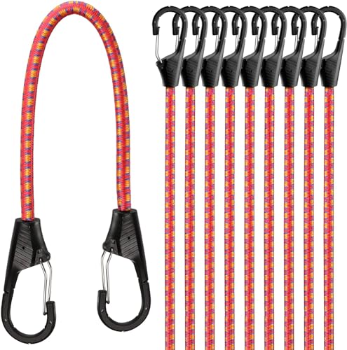 HORUSDY 10-Piece Heavy Duty Bungee Cords with Metal Hooks, 18 Elastic Bungee Straps for Outdoor, Camping, Garage Storage, and Kayaking(45.7cm)