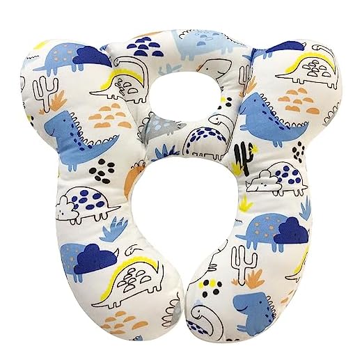 DEEZOMO Baby Travel Pillow,Soft and Skin Friendly Kids Cushion for Car Seat - Newborn Pillow for Pushchair,Car Seat,Travel (Blue Dinosaur)