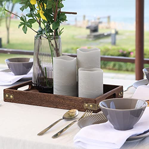 Image of Rhytsing Grey Battery Operated Flameless Led Candles with Timer Function, Warm White Light, Real Wax Finish, 6 Batteries Included - Set of 3