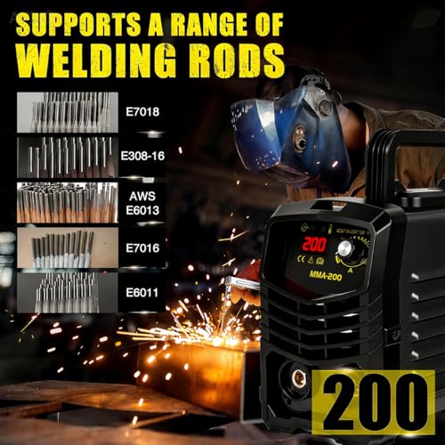 Image of Portable 200A ARC Stick Welder with 25 Electrodes-Clearance! IGBT Inverter, Hot Start & Anti-Stick - Complete DIY Starter Kit for Home Projects (110V)-Only $34.99
