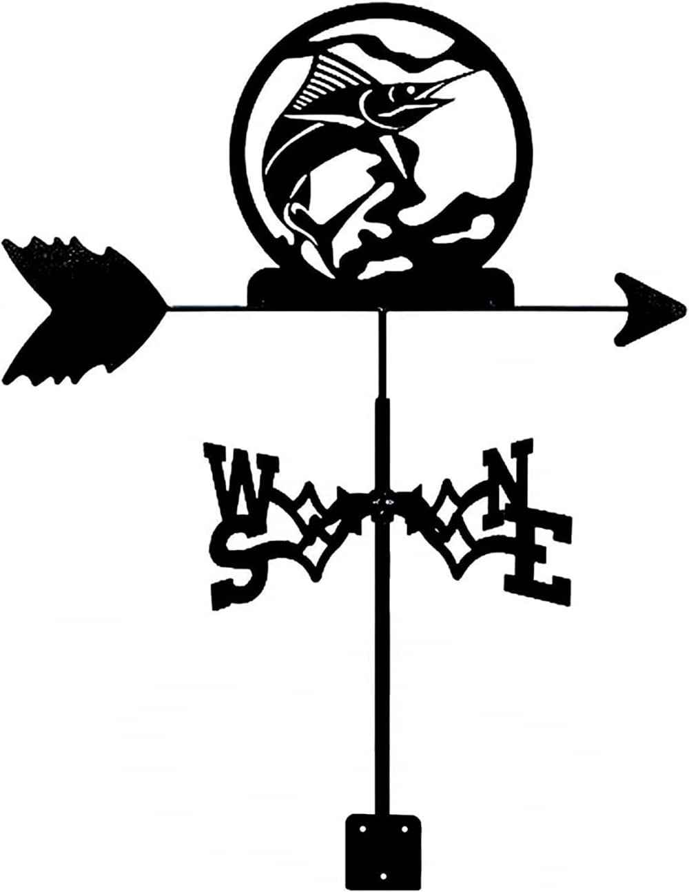 TAXXII Rooftop Wind Vane Fish Weathervane Retro Metal Weather Direction Indicator Measuring Tool for Garden and Yard Decoration-D