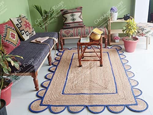 Chouhan Rugs-Area Rug-Light Blue Natural Jute Runner
