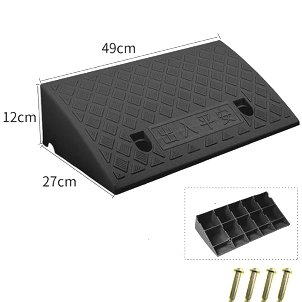 Rampa de Bordillo 500×270×120mm Rampa de Bordillo Portátil Rampa de Umbral de Plástico Ligero 12CM de Altura Rampa de Transición para Aceras Coche Bicicleta Silla de Ruedas Motocicleta Carretilla
