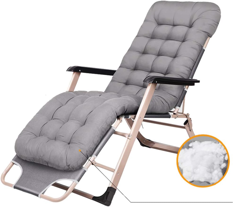 Armchair Deck Chairs Lazy Chair with Cotton Pad (Gray) Adjustable Soft Dual Use Home Folding Chair Adult Pool Fishing Patio Reclining Garden Chair Widened Chair Back