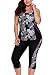 AlvaQ Athletic Floral Print Two Piece Tankini Swimsuits For Women Swimwear Plus Size Bathing Suit,Black,(US22-24)XXX-Large