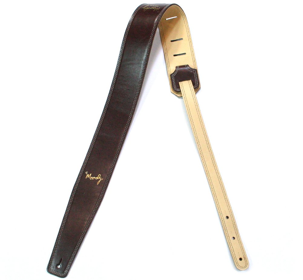 ギター Moody Straps L&L 2.5\" STD Brown / Cream moody-leather-brown-cream-