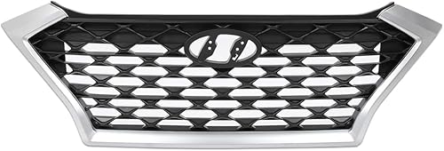 Miniatura 1 de CHEDA Conjunto de rejilla de parachoques superior delantero, borde cromado y negro con detalles negros compatible con Hyundai Tucson 2019 2020 2021