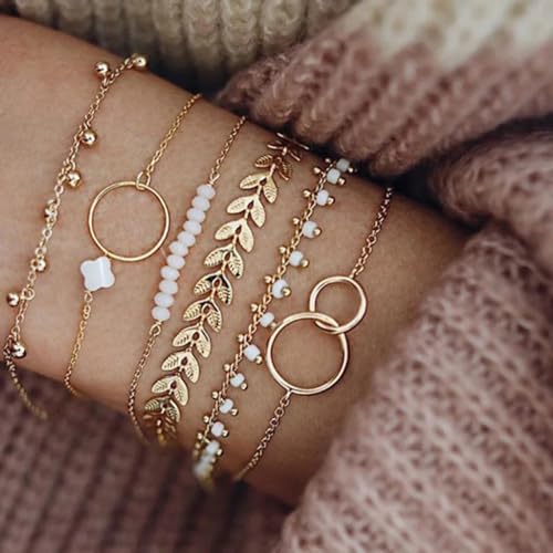 Stylish Multilayer Plated Bangle Bracelet Set of 6