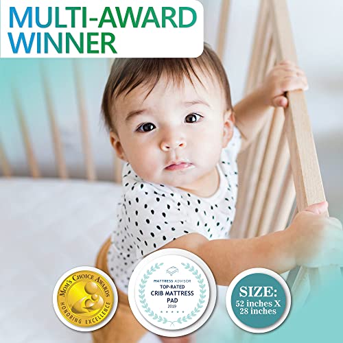Waterproof Crib Mattress Protector Pad (Mom's Choice Award Winner) - By Margaux & May - Noiseless - Dryer Friendly - Deluxe Bamboo Rayon - Fitted, Quilted - Stain Protection Baby & Toddler Cover #TOP1