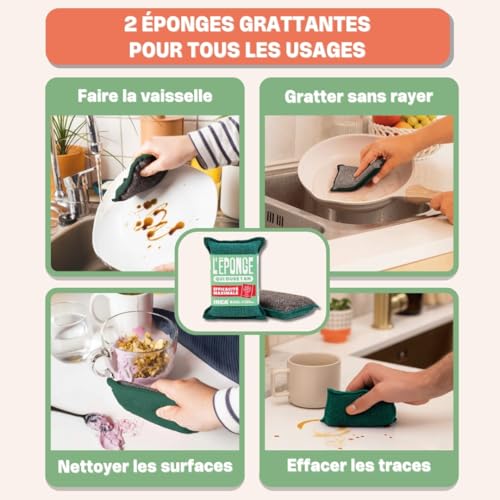 Éponge lavable réutilisable pour plaques et poêles lot expert INGA