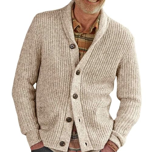 Men's Comfort Knitted Open Front Sweater Shawl Collar Cardigan Thick Sweater Button Up Casual Winter Sweaters2