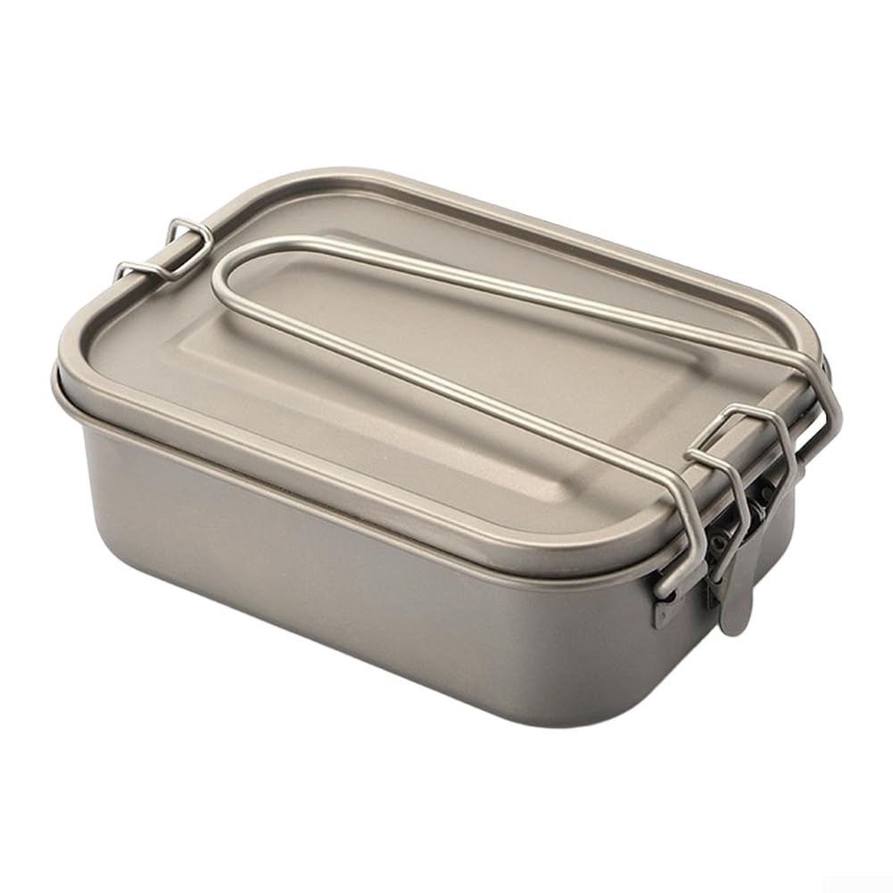 Leichte 700 ml Titan-Lunchbox für Reisen, Camping, Picknick, Outdoor-Aktivitäten, auslaufsichere Dichtung, faltbarer Griff, Titan-Konstruktion