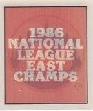 1987 Sportflic Mini Team Logo Trivia (1 Inch Wide X 1.25 Inches Tall) #131 1986 National League East Standings New York Mets Official Baseball Card in Raw (NM or Better) Condition