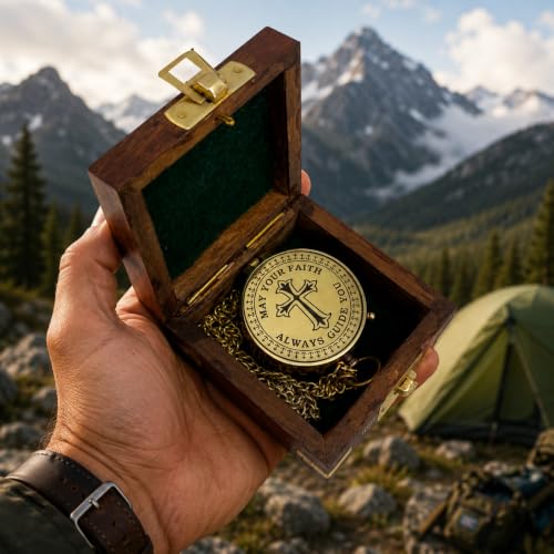 Brújula de reloj de sol grabada con caja de madera de palisandro miniatura 5