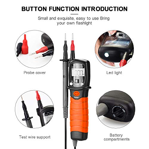 Voltage Tester Rq-38B, Pen Type Digital Multimeter 2000 Count For Ac/Dc Voltage, Resistance, Diode And Audible With Data Hold,Backlit And Flashlight. #TOP1