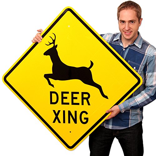 ハイウェイ　１８inch サイン Amazon.com: Deer XING - 18 x 18 Deer Crossing Warning Sign