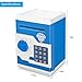 Renvdsa Electronic Password Piggy Bank Kids Safe Bank Mini ATM Electronic Money Save Box Cash Coin Can (Blue White)