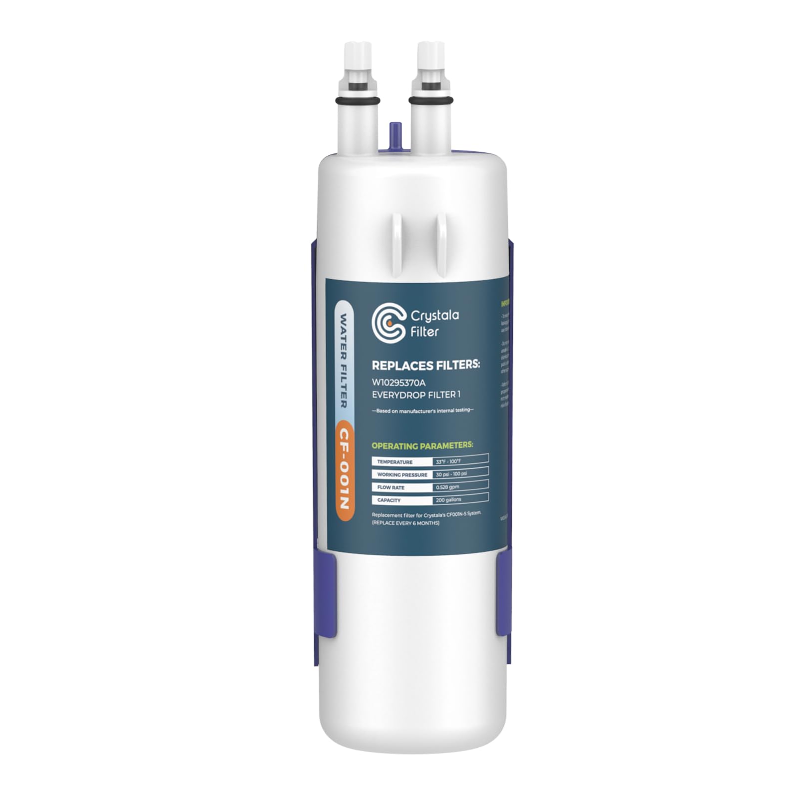 Crystala Filters W1029537A Refrigerator Water Filter Compatible with W10295370A, EDR1RXD1, Filter 1, W10295370, P4RFWB, P8RFWB2L, 46-9930, 46-9081 Refrigerator Water Filter | Pack of 1