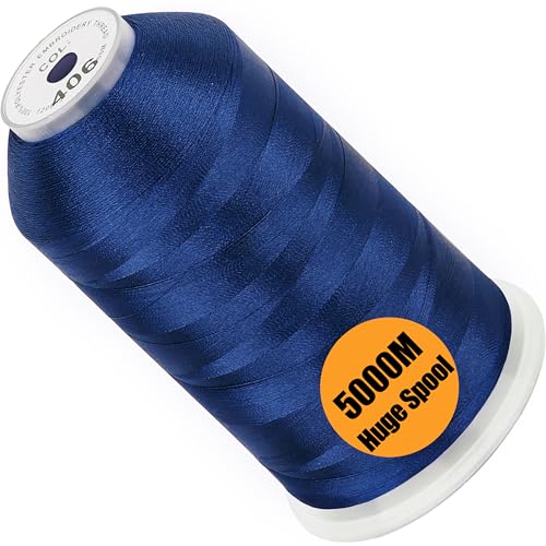 Image of New brothread - Single Huge Spool 5000M Each Polyester Embroidery Machine Thread 40WT for Commercial and Domestic Machines - Ultra Marine