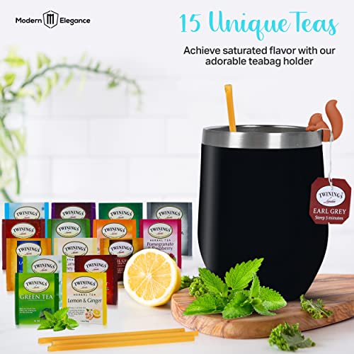 Tea Gift Sets for Tea Lovers Women and Men | Tea Gifts | Tea Gift Set | Tea Sets for Women | Stainless Steel Tumbler | 15 Unique Teas | 10 Honey Straws | Gift Box Tea Set - Image 4