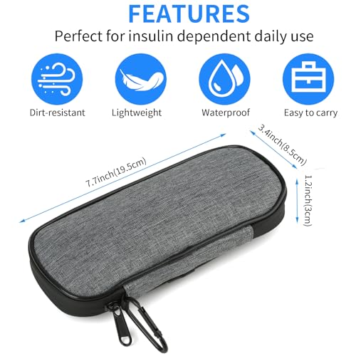 Image of Insulin Pen Cooler Travel Case with 2 Reusable TSA Approved Ice Packs, Diabetic Medication Insulated Cooler Bag for Insulin Pens and Other Diabetic Supplies Storage Grey