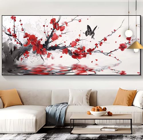Diamond Painting Papillon et Fleur 60x130cm | Kit Broderie Diamant Complet pour Adulte