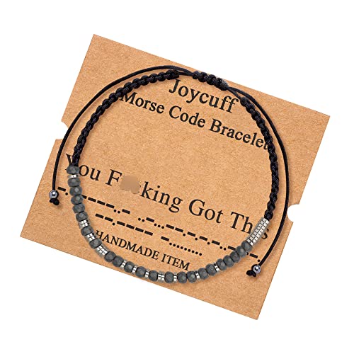 JoycuFF Morse Code Bracelets for Women Black/Grey Birthday Christmas Gifts to Her Funny Gift for Girls Inspirational Jewelry with Secret Message2