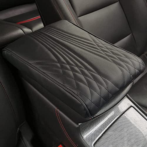 Leather Car Armrest Box Pad - 2023 New Waterproof Car Center Console Cover Pad, Leather Auto Armrest Cover, Universal Arm Rest Cushion Pads for SUV/Truck/Vehicle (B - Black)