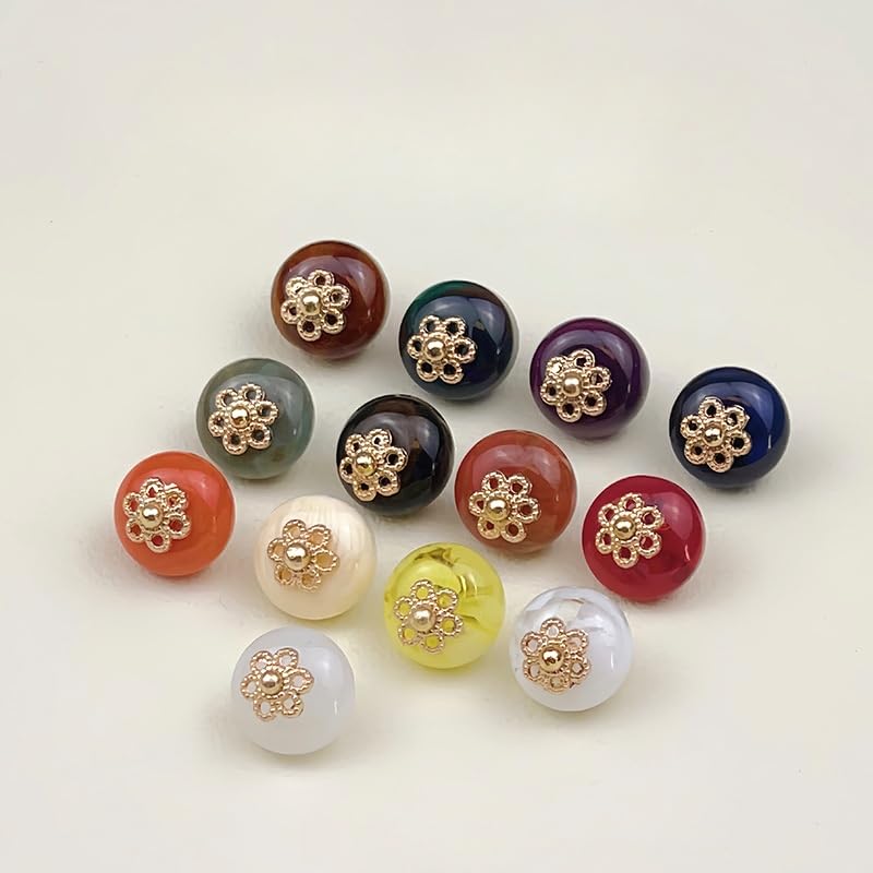 Guziki perłowe Guziki perłowe, 50 szt. 10 mm, imitacja jadeitu, mała okrągła kulka do wyrobu tkanin, guzik z żywicy na trzonku(Deep Red)