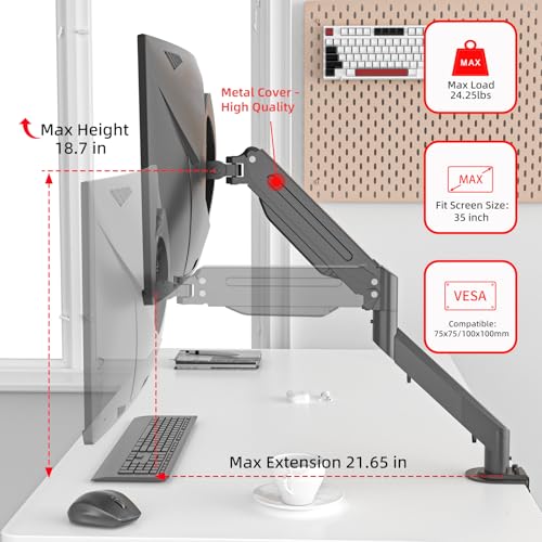 suptek 完全調節可能なガススプリングモニターマウント PC モニターアーム 液晶ディスプレイスタンド ガス圧式 モニタースタンド17 20 22 23 24 26 27 32インチに対応 17～32インチ対応 省スペース 机上スッキリ 空間活用 最大耐荷重10kg