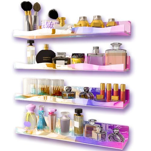 YMVV Large Iridescent Clear Acrylic Wall Mounted Floating Shelf, ...