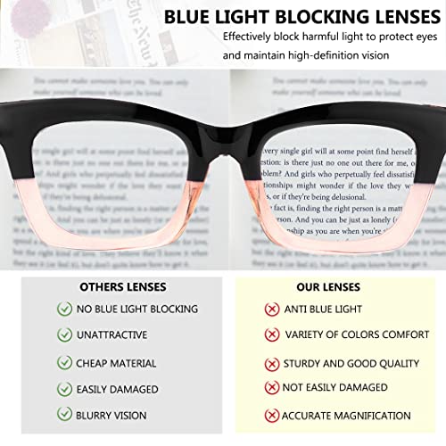 Image of 3 pack style Spring hinge Readers Blue Light Blocking Computer Square Reading Glasses for Women Men