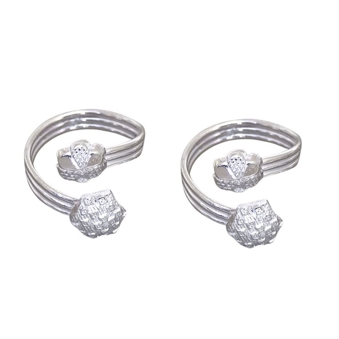 sahiba gems Sterling Silver Flower Toe Ring Bichhiya For Women ~ 2 Pcs-picture-46