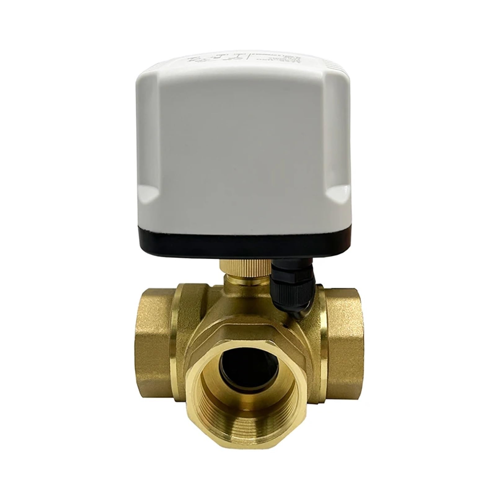 Valvola a Sfera a Tre Vie Valvola a Sfera motorizzata in Ottone Impermeabile IP65 da 1/2'', 3/4'', 1'', 2 Pollici, valvola a Sfera elettrica a 3 Vie, Tipo T a 2 Fili(1/2",220VAC_Closed)