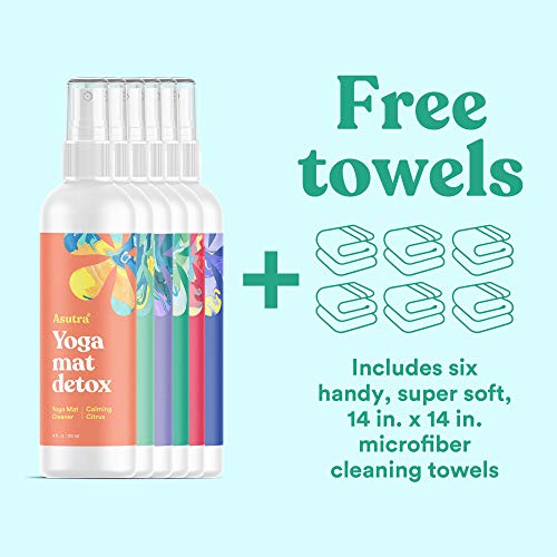 ASUTRA Organic Yoga Mat Cleaner (Variety Pack), 4 fl oz Each - 6 Bottles and 6 Microfiber Towels | No Slippery Residue | Cleans, Restores, Refreshes | Deep-Cleansing for Fitness Gear & Gym Equipment - Thumbnail 7