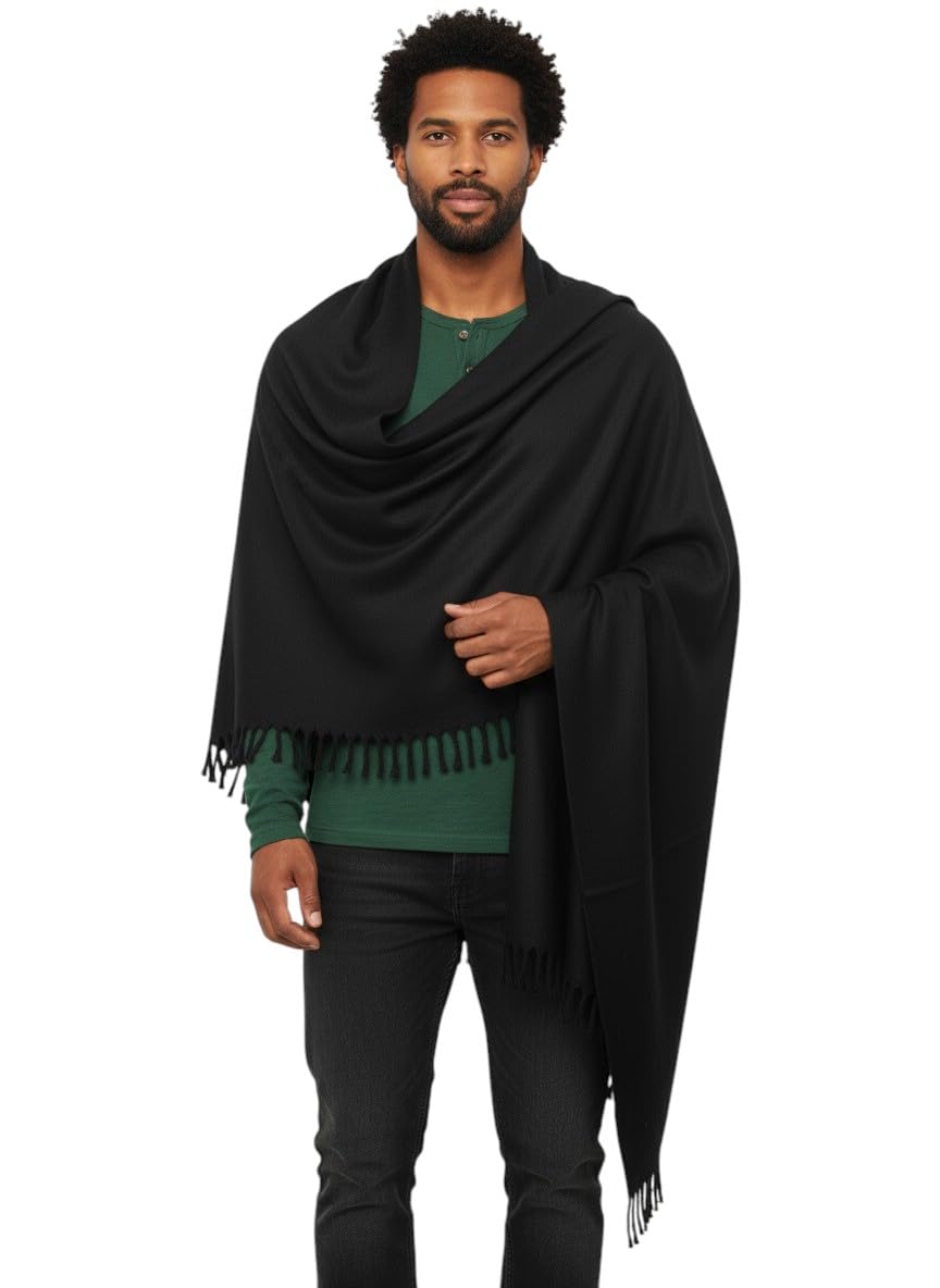 v vrinde Vrinde Black Wool Solid Men's Shawl KA-SWL-22-picture-35