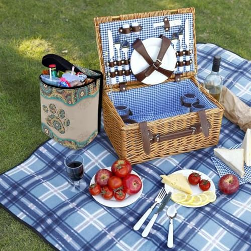 Image of Talayituse Boho Mandala Print Car Trash Can, Dog Paw Design Portable Auto Garbage Bin Multifunctional Vehicle Interior Accessories with Adjustable Straps Universal Fit Truck SUV Sedan