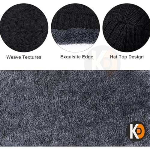 Image of K D Winter Wear 2-in-1 Woolen Beanie Cap & Muffler Set for Men & Women | Soft Thermal Wool | Fleece-Lined | Head & Neck Warmer | Unisex Winter Accessories (Cap /Muffler - Blue)