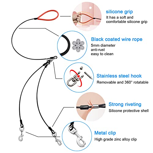 Mi Metty Dog Leash,Double Pet Leash.heavy Duty Leash Made Of Coated Wire Rope For Large And Medium Dogs.360°Swivel No Tangle Dual Dog Walking & Training Leash. Dog Tie Out Cable For Two Dogs. #TOP1
