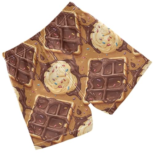 Pigsaly Boys Swim Trunks Chocolate Waffle Sprkle Colorful Ice Cream Boys Board Shorts Swimsuit Swimwear Bathing Suit XS2