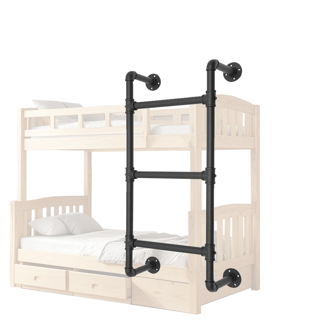 Bunk Bed Ladder for Home Loft Lofted Only Bunkbed Attic College Dorm Wall Mounted Black Wrought Iron Durable Replacement