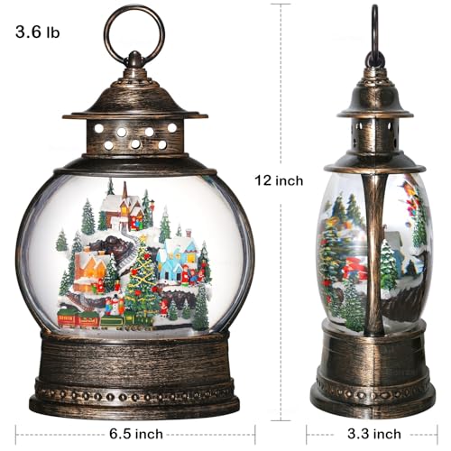 image for Gorrzai Village Snow Globe 12 Inch Christmas Snow Globe Lantern, Light