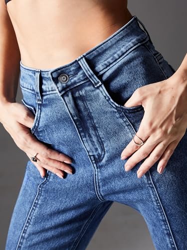 Image of Miss Chase Women's Wide Leg High Rise Regular-Length Stretchable Denim Jeans
