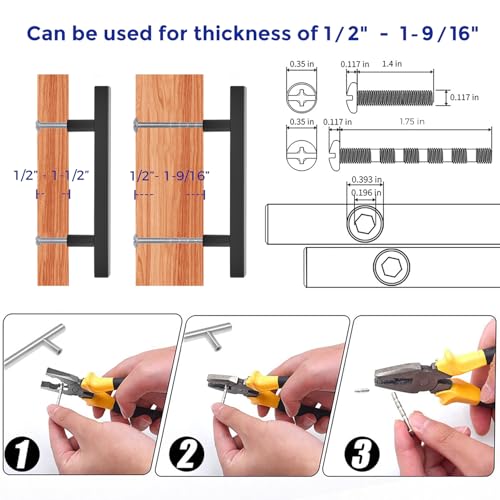 Image of Ravinte 10 Pack 3-3 /4 Inch Cabinet Pulls Black Sqaure Kitchen Cabinet Handles Black Cabinet Hardware Stainless Steel Drawer Pulls 6 Inch Overall Length with Mounting Template