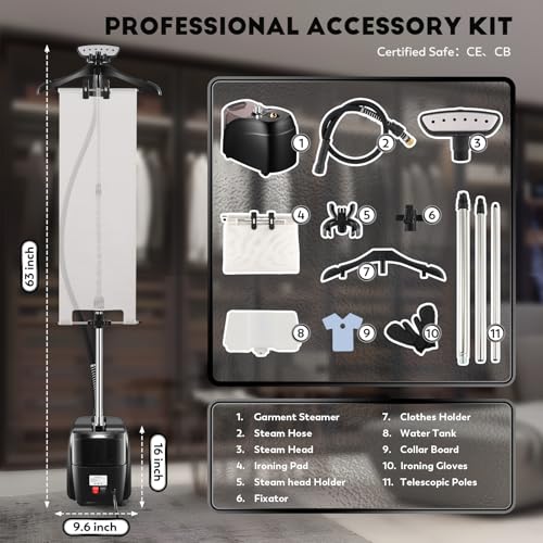 Image of Professional Standing Garment Steamer for Clothes 70 mins Powerful Steam