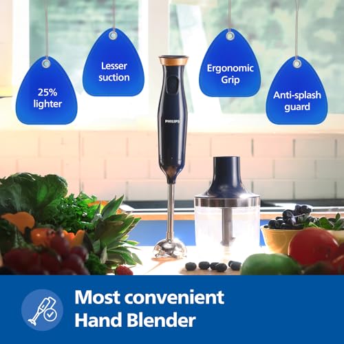 Image of PHILIPS HL1683 /00 Hand Blender | Powerful 300W Motor | with Rust free steel arm | Easy single trigger operation | Specially designed blades | Wall bracket for easy storage, 2year warranty Blue & White