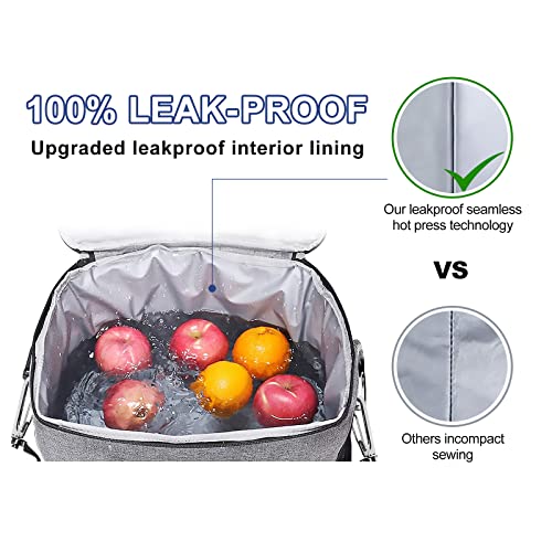 Woomada Large Insulated Lunch Bag For Women/Men, 24-Can (15L)  Reusable Lunch Box For Work, Front Zipper Pocket Lunch Tote Bag, Leakproof Lunch Cooler Bag With Adjustable Shoulder Strap(Black) #TOP4