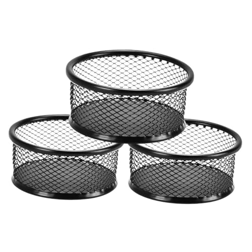 KOMBIUDA 3pcs Black Mesh Paper Clip Holder Desk Organizer for Home Office School Elegant Storage Ventilation for Tidy Workspaces