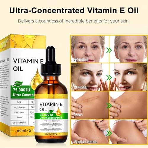 Vitamin E Oil for Skin, Hair & Face,Moisturizing and Firming Skin,Vitamin E for Scars Anti-Aging and Firming S/kin Anti-Drying Reducing Fine Lines,Effectively Improves Wrinkles,Suitable for All Sk/in - Image 3